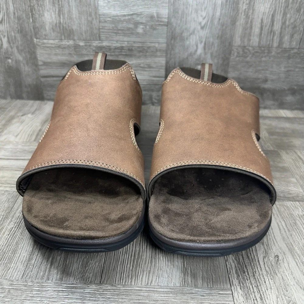 Dockers Slide Sandals Mens 13 Brown Comfort Casual Slip On NEW